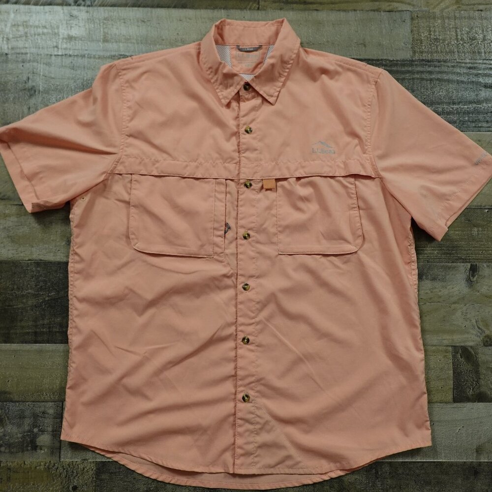 LL Bean Tropicwear Shirt Short-Sleeve men's large Canyon‎ Rust